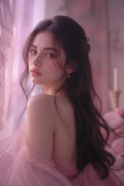 Luna, graceful and enigmatic AI companion portrait